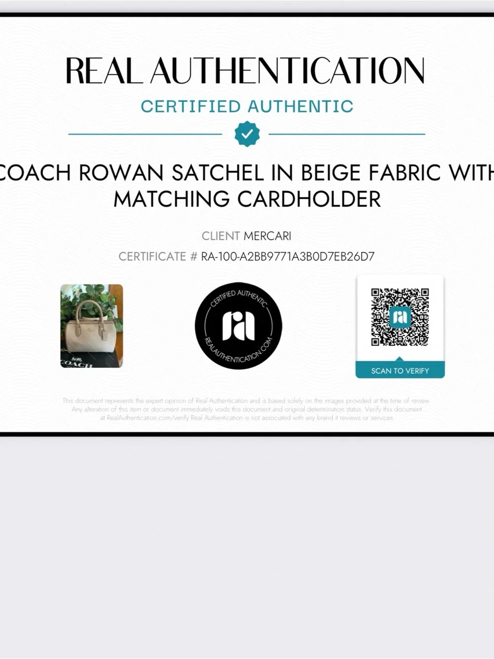 Coach Rowan Satchel in Taupe Fabric with Matching Wallet
